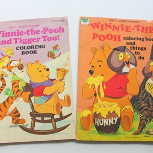 Vintage Paar Whitman Walt Disney Präsentiert Winnie The Pooh Ausmalbücher 1976