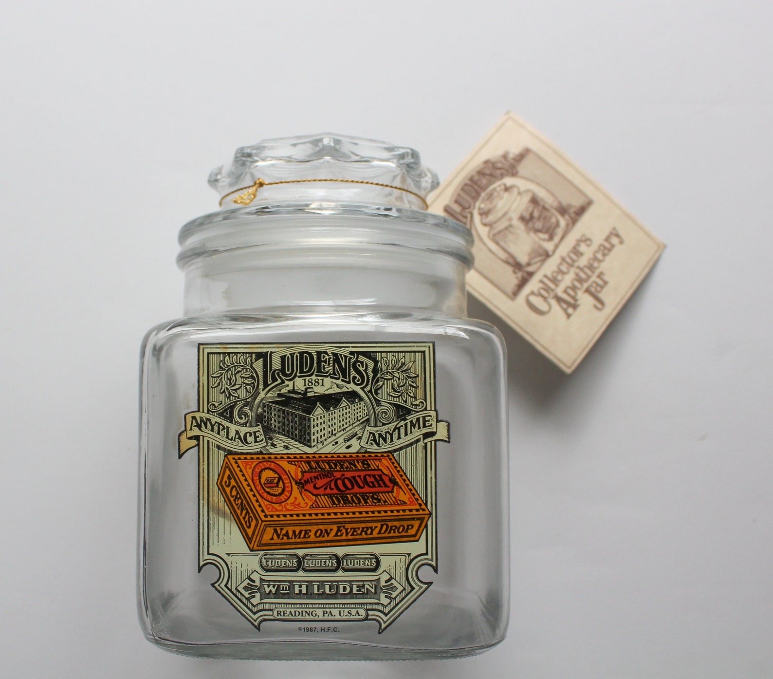Vintage Clear Glass Luden's Cough Drop Apothecary Jar 1987 Etsy