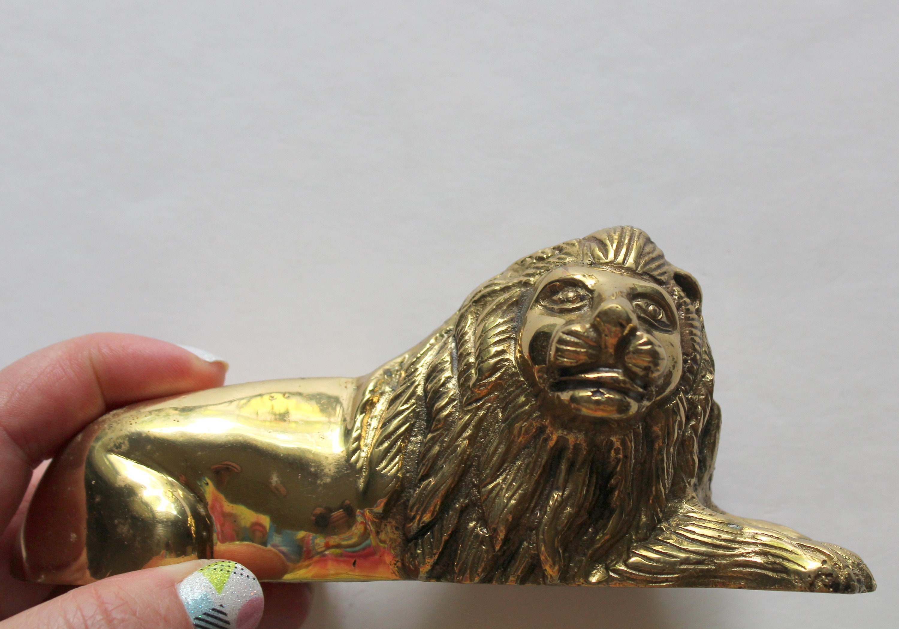 Vintage Solid Brass Lacquered Lion Statue 1980s - Etsy UK