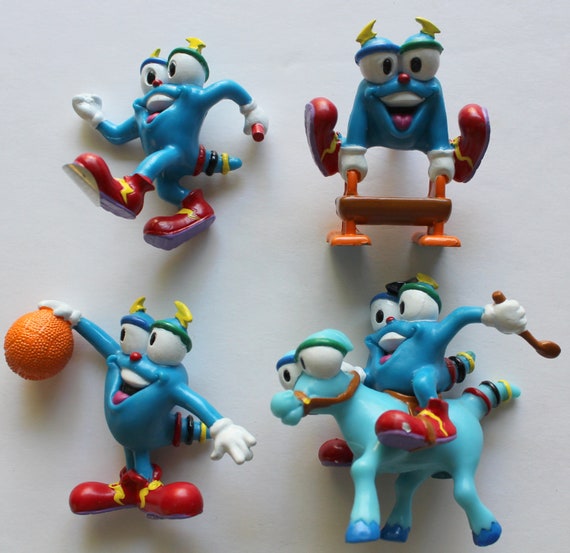 Vintage Set of 4 Izzy Atlanta Olympics Mascot Miniature PVC Toys