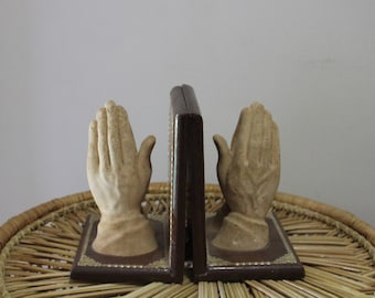 Vintage Set of Praying Hands Bookends 1950s