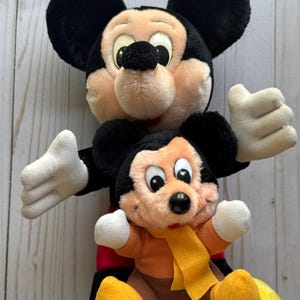 Vintage Pair of Mickey Mouse Plush Stuffed Animals 1980s image 3