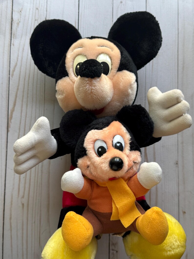 Vintage Pair of Mickey Mouse Plush Stuffed Animals 1980s image 3