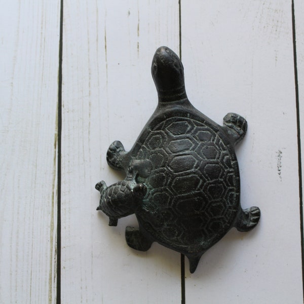 Vintage Bronze Turtle Statue 1970s