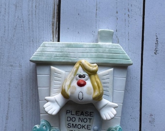 Vintage Please Do Not Smoke In My Home Porcelain Statue 1988