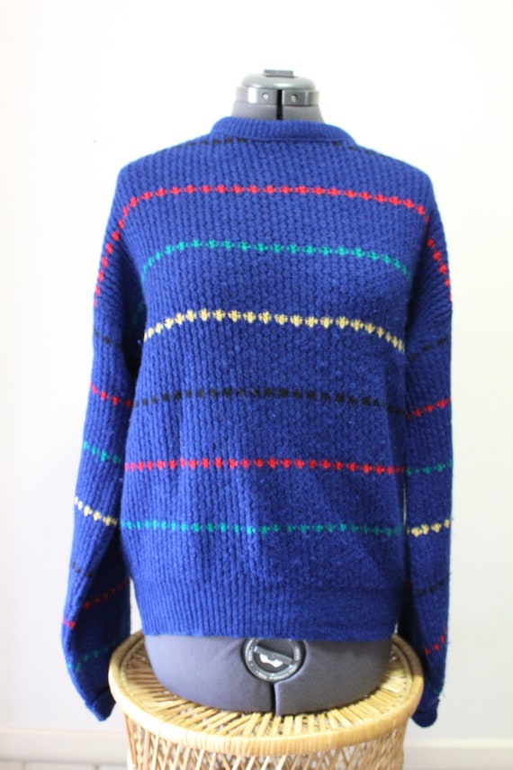 Vintage Pendleton Blue Striped Wool Sweater Size S