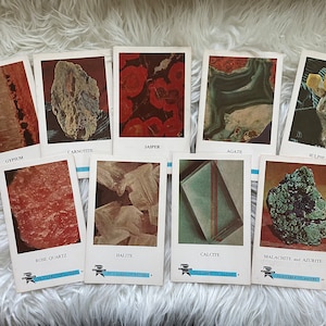 Conjunto de cartões flash Ed-U-Cards vintage da natureza, rochas e minerais, 1961