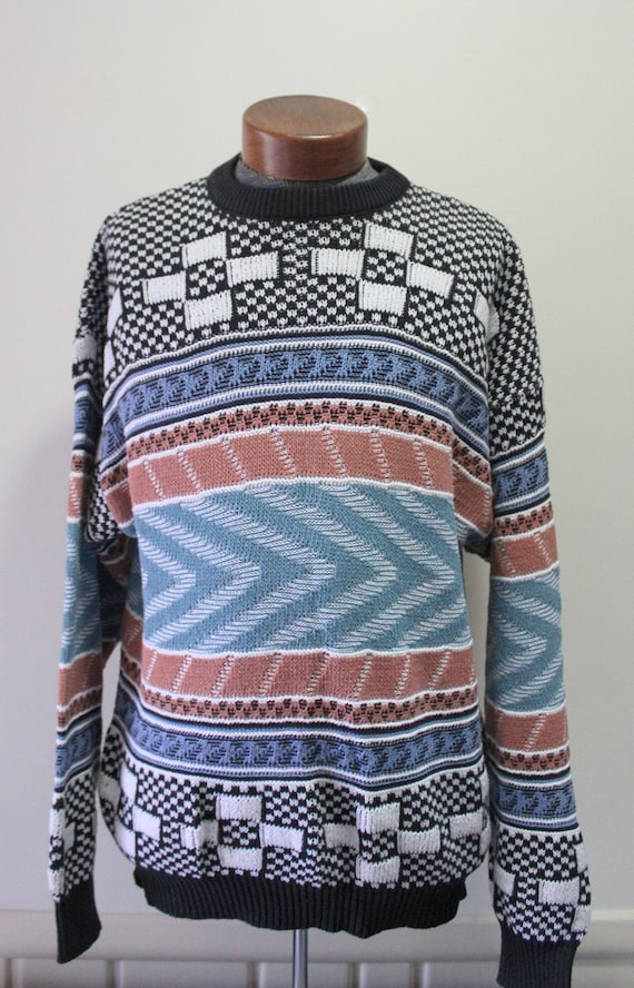 Vintage London Fog Geometric Knit Sweater 1980s