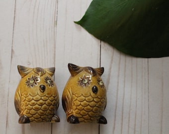 Vintage Ceramic Owl Salt and Pepper Shakers 1960s