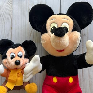 Vintage Pair of Mickey Mouse Plush Stuffed Animals 1980s image 1