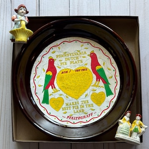 Zabytkowy talerz do ciasta Pennsylvania Dutch Pfaltzgraff z kamionki z lat 70.