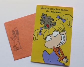 Vintage Nickelodeon Rugrats Angelica Tarjeta de felicitación de Halloween 1998
