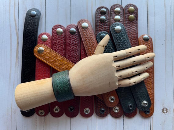 Vintage Handmade Triangle Aztec Pattern Stamped L… - image 1