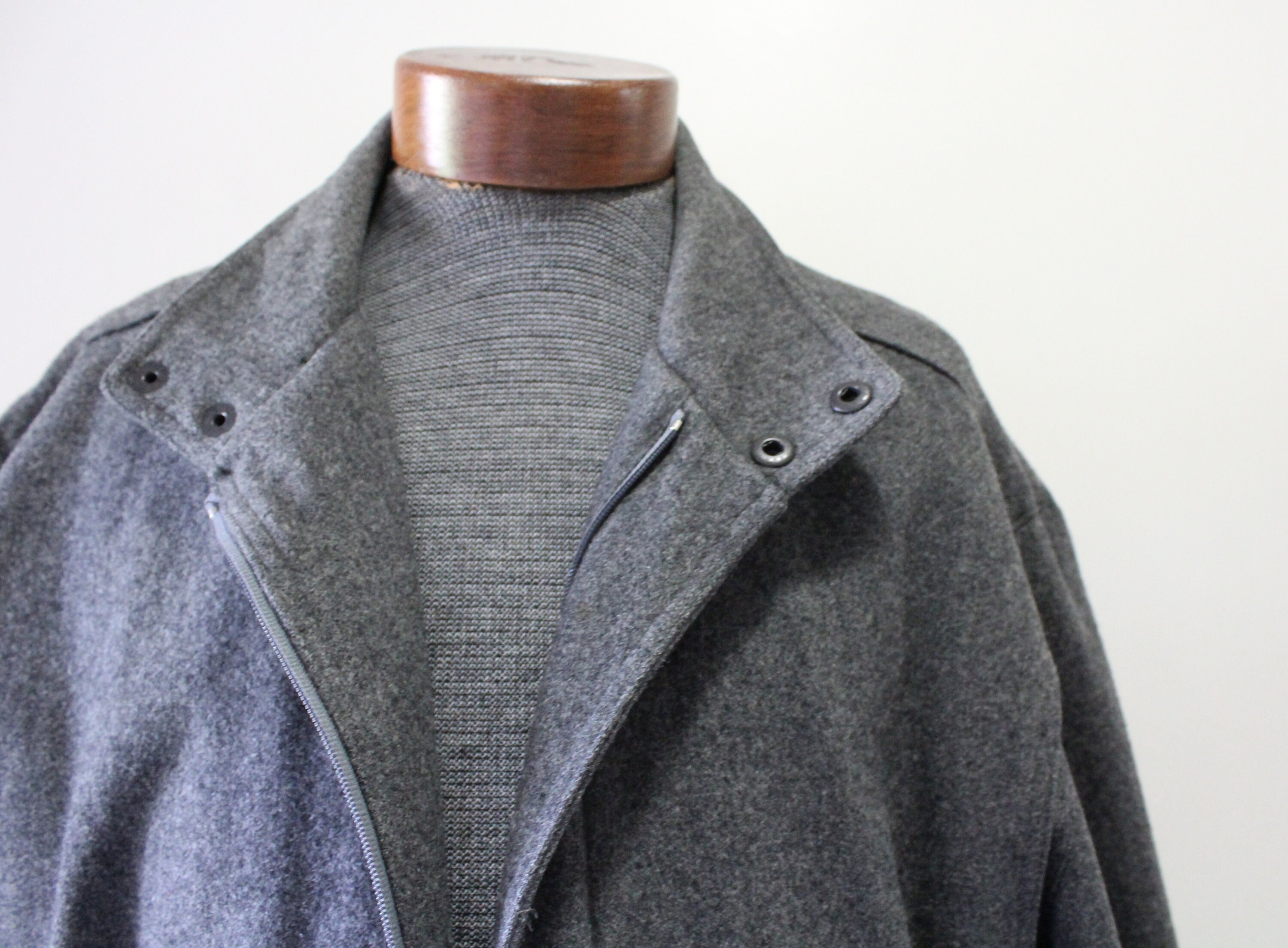 Vintage Gray Wool Members Only Zippered Bomber Jacket Coat