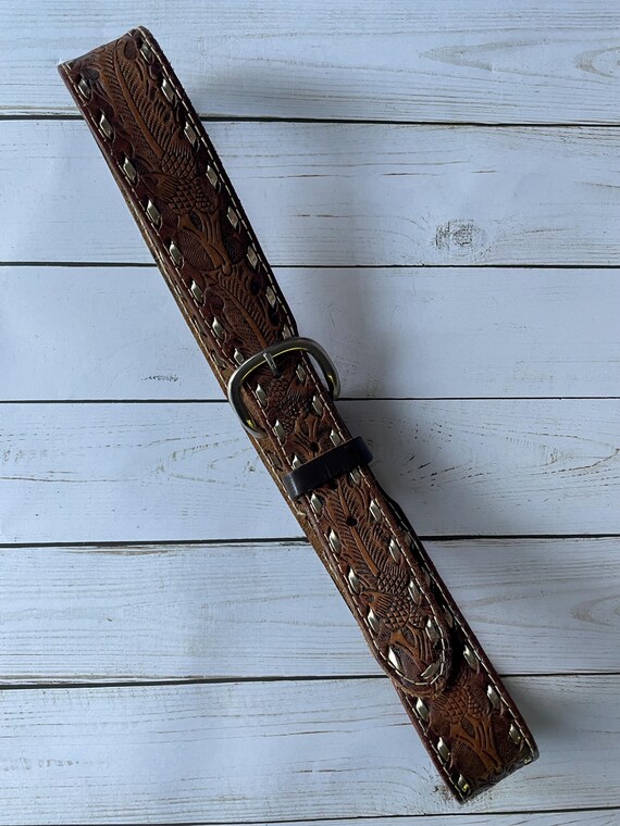 Vintage Rick Tooled Leaf And Acorn Pattern Leathe… - image 5