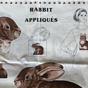 Vintage Rabbit Appliqués Cut-Out Fabric 1990s