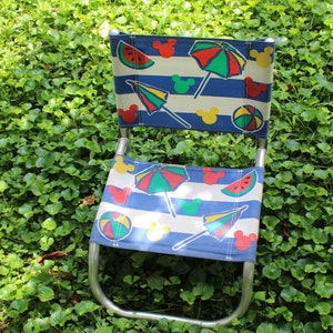 Vintage Aluminum Folding Children&#39;s Disney Mickey Mouse Beach Chair 1980s