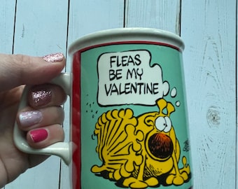 Vintage Grimmy Fleas Be My Valentine Mother Goose and Grimm Ceramic Coffee Mug 1989