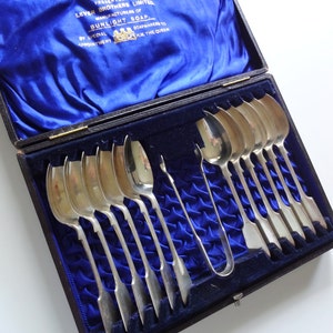 Vintage James Dixon & Sons of Sheffield Silver Tea Spoon Set 1910s