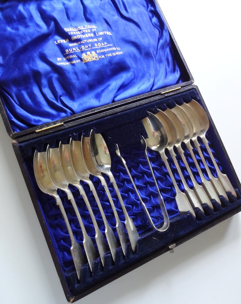 Vintage James Dixon & Sons of Sheffield Silver Tea Spoon Set Kitchen