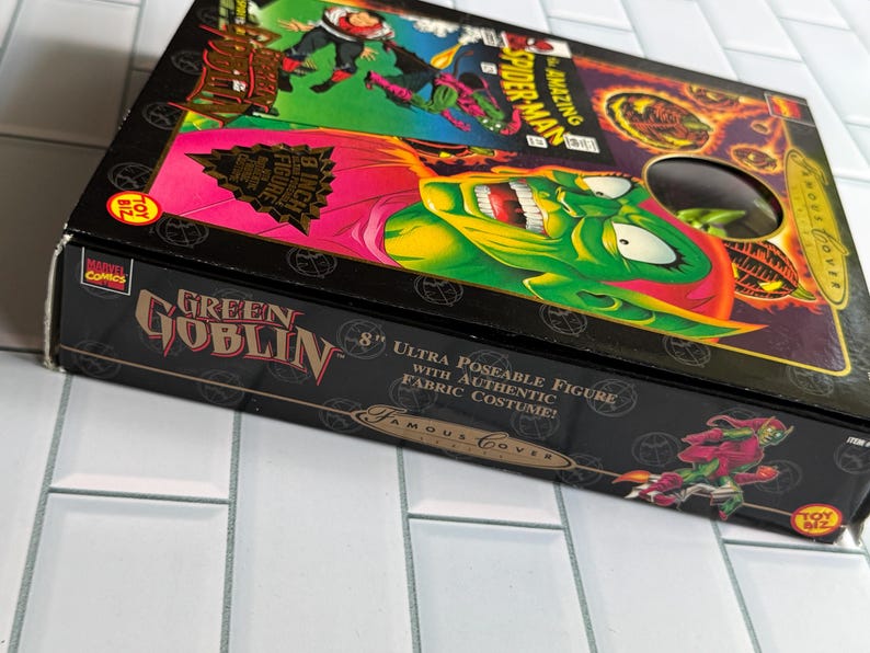 Vintage Toy Biz Green Goblin Actionfigur: Berömd omslagsserie 1997 Spider-Man-skurk bild 4