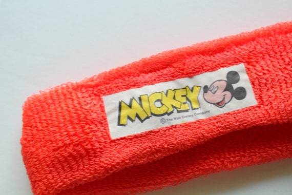 Vintage Walt Disney Mickey Mouse Neon Sweatband 1… - image 1