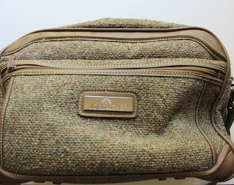 Bolso de mano vintage Jordache Tweed para llevar durante la noche con correa para el hombro, década de 1980