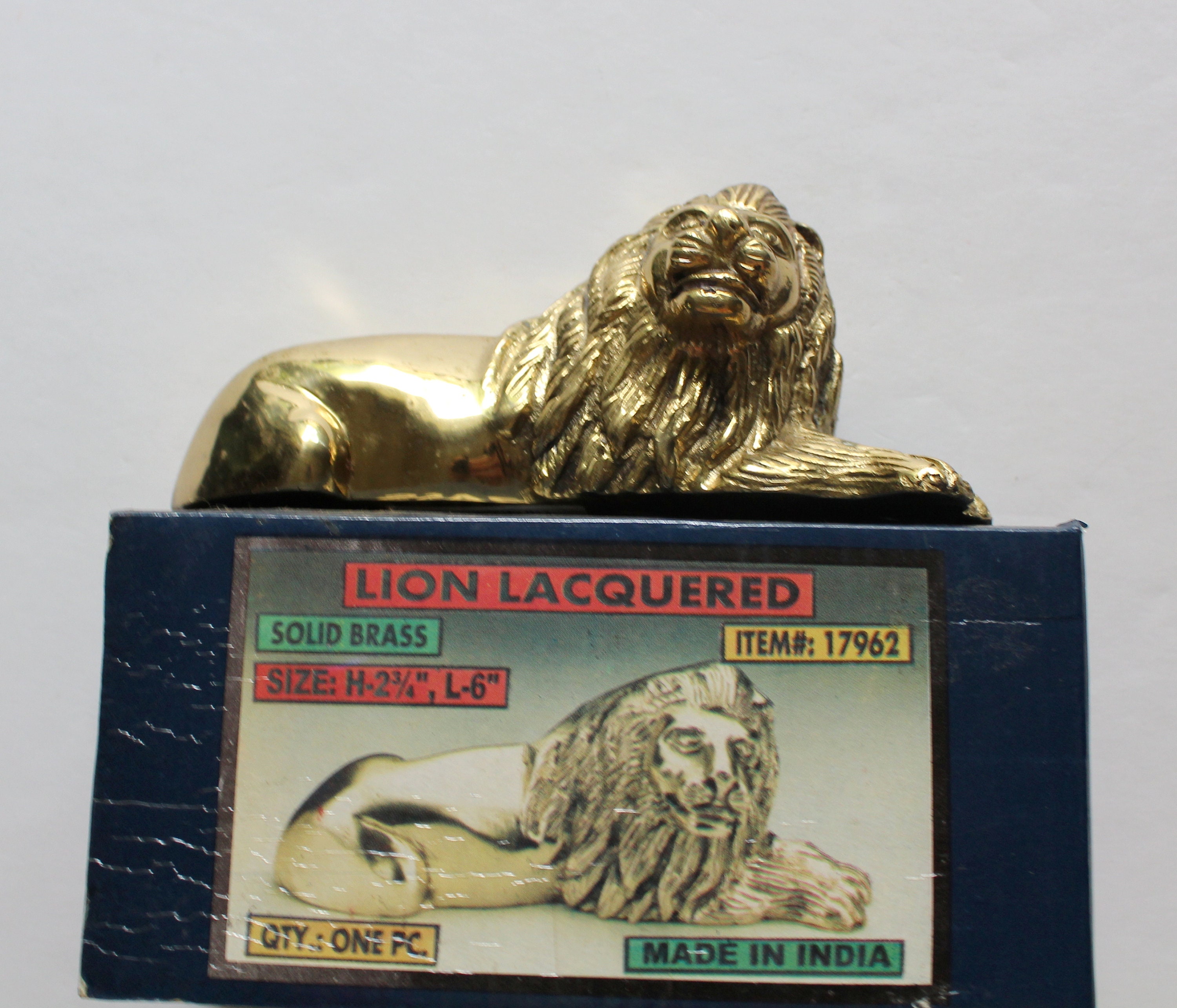Vintage Solid Brass Lacquered Lion Statue 1980s - Etsy UK