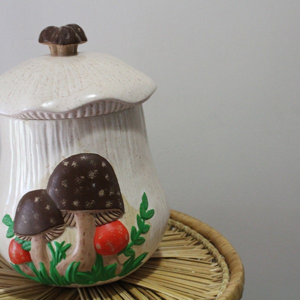 Vintage Handmade Large Ceramic Mushroom Cookie Jar 1979