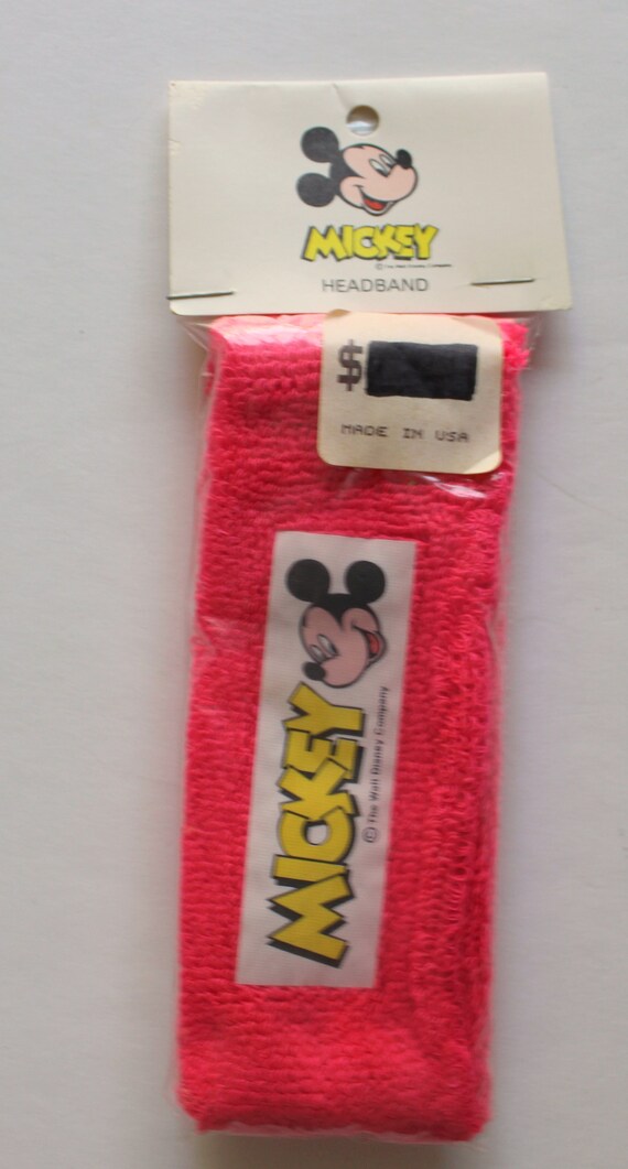 Vintage Walt Disney Mickey Mouse Neon Sweatband 1… - image 2