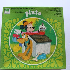Vintage Walt Disney Pluto 125 Piece Round Jigsaw Puzzle 1960s