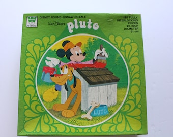 Vintage Walt Disney Pluto 125 Piece Round Jigsaw Puzzle 1960s