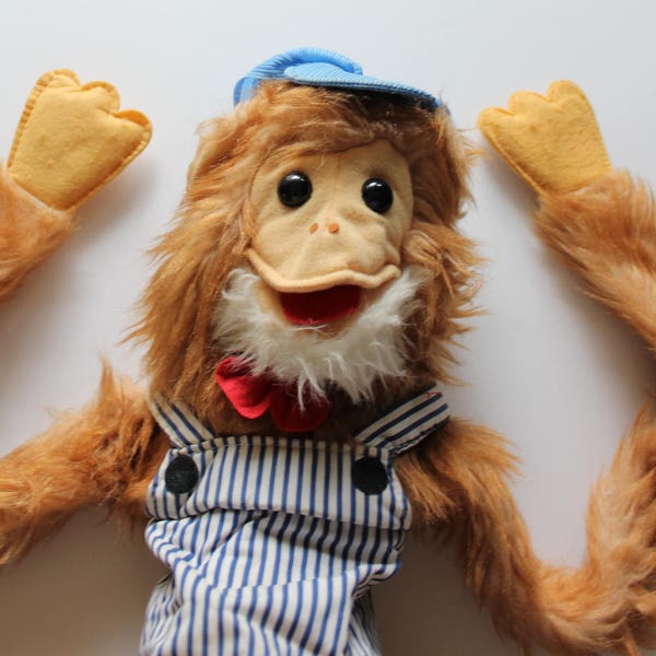 Vintage Conductor Monkey Hosung NY Puppet Stuffed Animal 1981