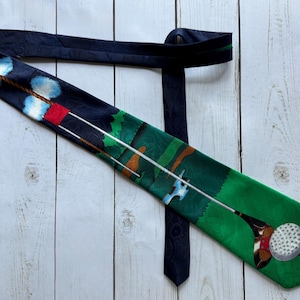 Vintage Playing Golf On The Golf Course Necktie 1990s