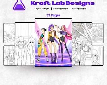 K-Pop Demon Hunter Coloring Pages | Anime Printable Book for Kids Teens (Digital Download) kpop