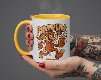 Skate Punk Rabbit Mug | Retro Cereal Mascot Coffee Cup, 90s Nostalgia Ceramic Mug