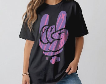 Rockhand T-Shirt | Hand-Drawn Pop Culture Art, Retro Cartoon Glove, Heavy Metal Fan Apparel