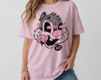 Cartoon Chipmunk Graphic Tee | Pastel Punk Streetwear, 1930s Rodent Top