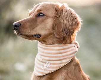 Personalized dog bandana with name | Muslin dog bandana, apricot-vanilla | Bandana for dogs | Gift for dog lovers