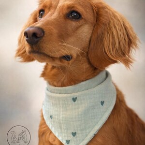 Personalized dog bandana with name | Muslin dog bandana with hearts | Bandana for dogs | Gift for dog lovers image 2