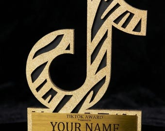 Trofeo de premio TikTok Premium personalizado - Placa grabada - Regalo para influencer, streamer, creador, artista - Regalo TikTok personalizado