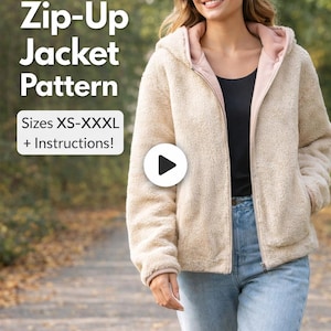 Naaipatroon gewatteerd jack met capuchon – XXS tot XXXXL | PDF-naaipatroon | Gewatteerd damesjack met capuchon