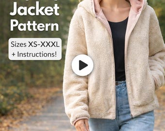 Hooded Quilted Jacket Sewing Pattern – XXS to XXXXL | PDF Sewing Pattern | Women Quilted Jacket with Hood