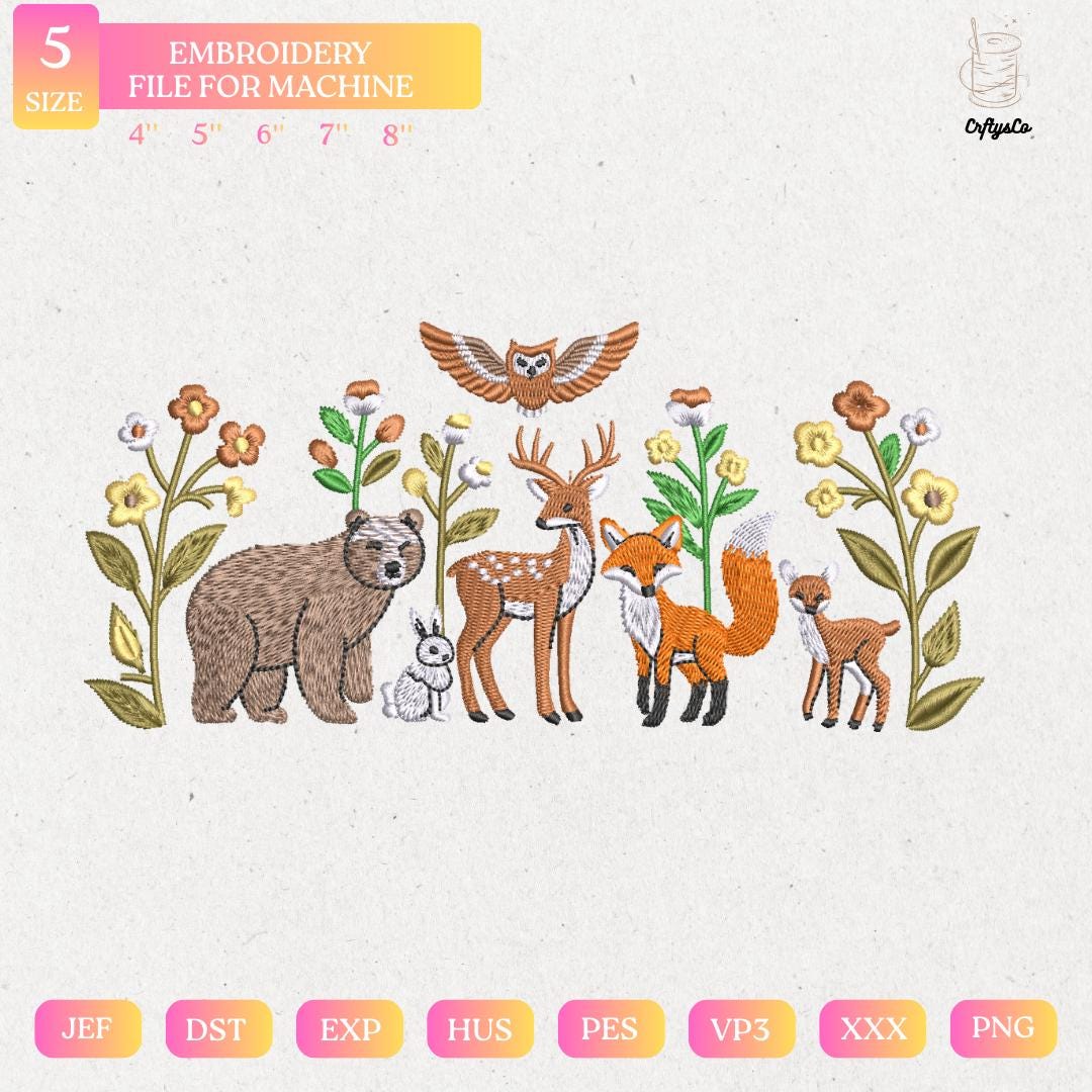 Woodland Animals Embroidery Design Bundle - Forest Friends Machine ...