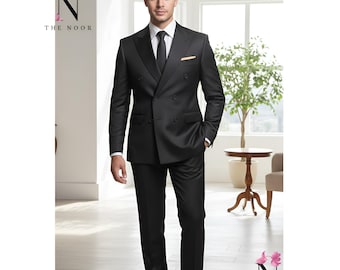 Black Double Breasted Wedding Suit Trauanzug Herren Costume Homme Elegant Groom Outfit Formal Menswear Ceremony MTM Tailored Fit