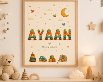 Láminas personalizadas con nombres islámicos, decoración para la habitación del bebé musulmán, estilo cuento de hadas (descarga digital).