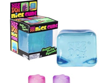 NeeDoh Nice Cube Super Sólido Squishy Antiestrés Fidget Toy – Cubo sensorial suave para apretar (Azul)