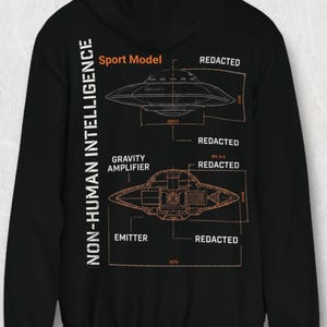 Classified Aerospace Division Hoodie UFO Blueprint Zip Up Non Human Intelligence Techwear Jacket
