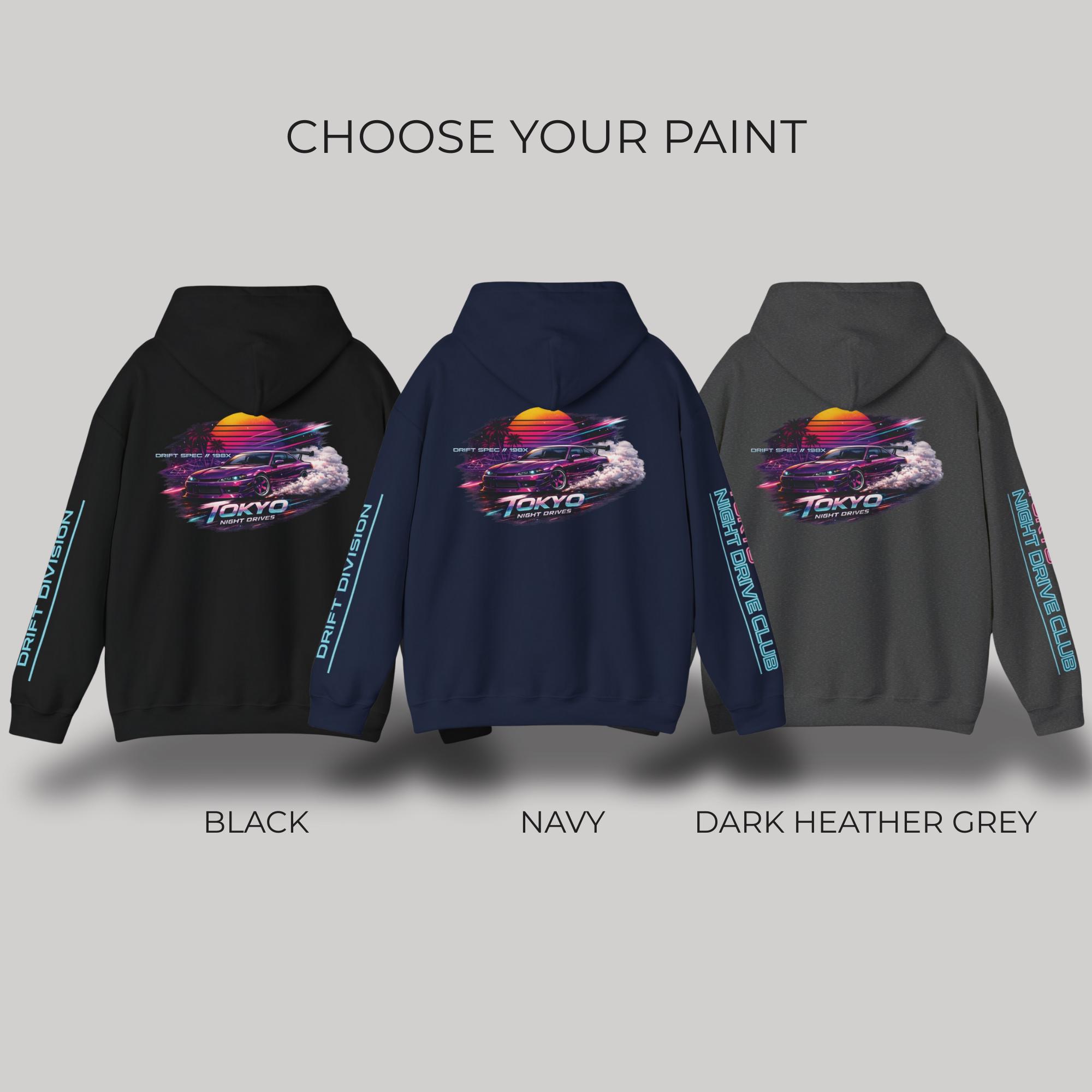 Tokyo Night Drive Club Hoodie JDM Drift Hoodie Synthwave Hoodie