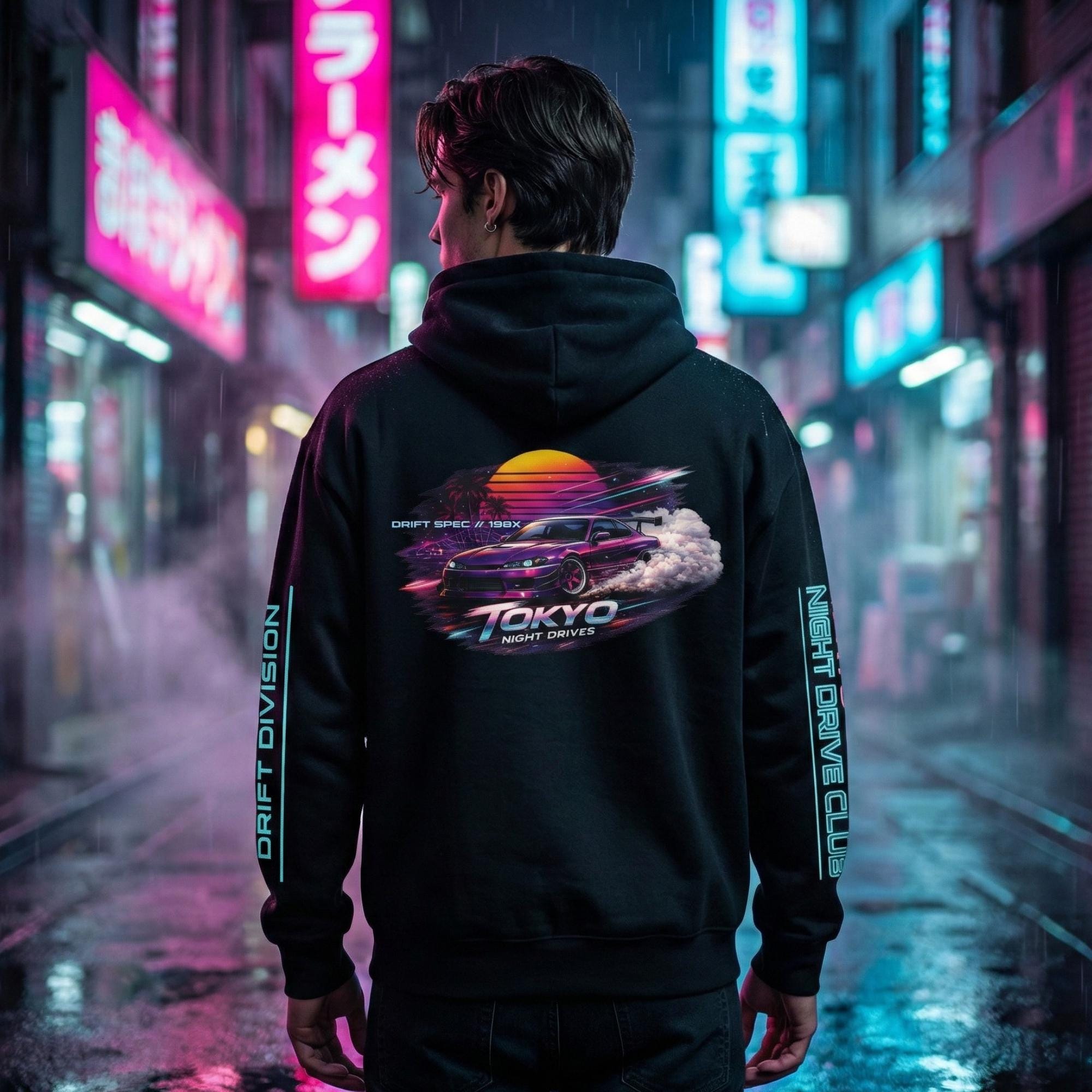 パーカー tokyo drive car club tdcc  xxx hoodie Tokyo Night Drive Club Hoodie JDM Drift Hoodie Synthwave Hoodie